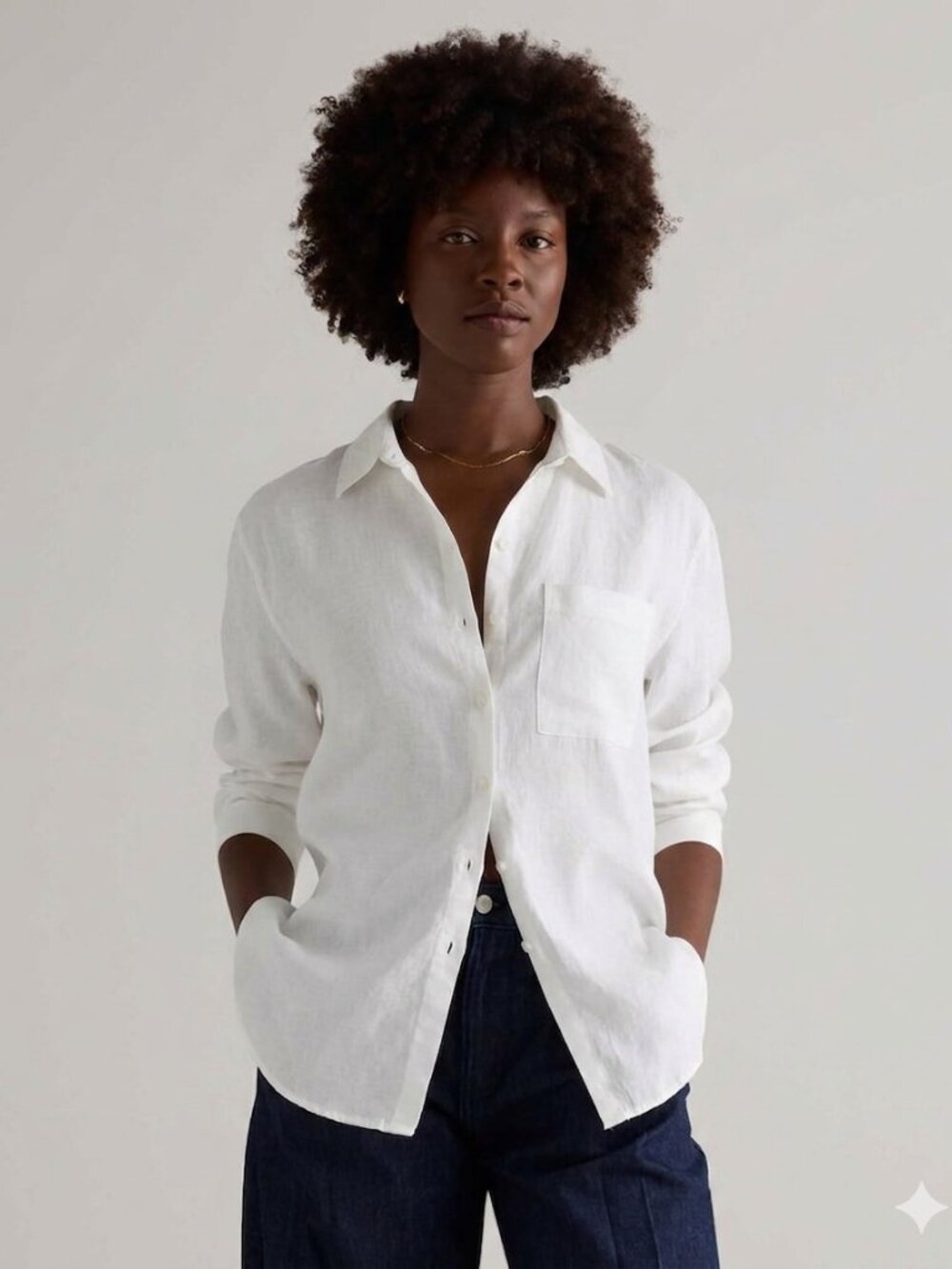 Nine West White Linen Blend Button Down Shirt NWT Women's Size L Relaxed Fit
